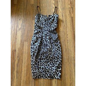 Vintage 90s Spaghetti Strap Leopard Print Mini Dress Size 4